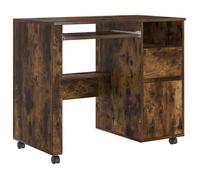vidaXL Bureau avec roues, tiroir et étagère en bois d'ingénierie
