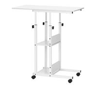 Bureau mobile - SPRINGOS - Table d'ordinateur portable - Hauteur réglable 76-86 cm - Blanc - Design moderne