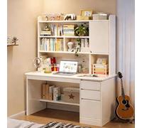 Bureau Moderne Avec Étagère de Rangement，Bureau D'ordinateur en Bois avec Tiroirs Et étagèresBureau D'écriture Poste de Travail Avec Armoire pour un Poste de Travail Ef(Size:120x45x165cm,Color:Blanc)