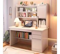Bureau Moderne Avec Étagère de Rangement，Poste de Travail avec clapier et bibliothèque Bureau d'Ordinateur Portable Bureau D'écriture Grand bureau à Domicile(Size:120*45*163cm,Color:Blanc)