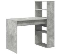 vidaXL Bureau moderne avec rangement – Gris béton – 113x54x120 cm – Bois d'ingénierie, 4 étagères