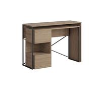 Bureau Moderne avec Structure en métal, Aspect chêne, 110 x 77 x 102,5 cm, 100% mélamine, Montage Mural, élégant et Fonctionnel