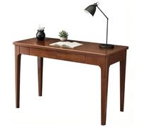 Bureau moderne du milieu du siècle en hévéa massif avec tiroir de rangement et tige de suspension, table d'ordinateur compacte pour petit bureau à domicile (noyer, 100 cm)