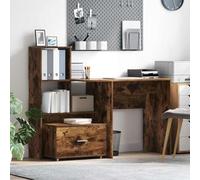 Bureau Moderne en Bois d'Ingénierie avec Étagères et Tiroirs, Cabinet de Livres Modulable, Design Élégant pour Espace de Travail, Salon ou Bureau, Surface