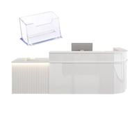 Bureau moderne en bois massif avec ders, plateau pour clavier et lampe LED, parfait pour les salons de beauté et les caisses, design (côté droit, 150 x 60 x 100 cm)