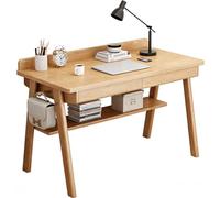Bureau moderne en bois naturel de 120 cm avec 2 ders, table d'écriture pour bureau à domicile, bureau d'étude avec étagère Sto et Hoo Parfait pour les petits