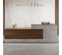 Bureau moderne en forme de L élégant comptoir de réception pour supermarchés, mini marchés et salons de beauté, mobilier de bureau en marron (L-200 cm) - Élégant et fonctionnel