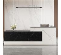 Bureau moderne en forme de L élégant comptoir de réception pour supermarchés, minimarchés, salons de beauté et bureaux, 180 cm de large, finition blanche, meuble de réception élégant