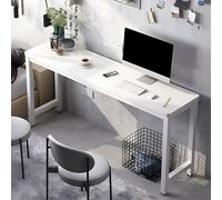 Bureau moderne et étroit pour la maison, poste de travail informatique en bois de qualité supérieure, design rectangulaire, base et dessus blancs, 100,1 x 40,6 x 73,7 cm (L x l x H), chaises non