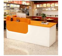 Bureau moderne ionique avec éclairage LED verrouillable, plateau de clavier et étagères - Mobilier d'entreprise élégant pour les halls d'hôtel et les comptoirs de vente au détail E Right 120 x 60 x