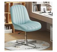 Bureau moderne sans accoudoirs avec dessus rembourré en cuir synthétique, bureau de maquillage confortable, bureau réglable avec grand dessus, bleu