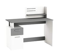 Bureau Moderne Style Contemporain Platon - 1 Tiroir / 1 Niche / 1 Porte, Blanc/Gris Foncé