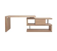 Bureau modulable avec rangements 2 tiroirs bois clair l140-218 cm max