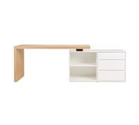 Bureau modulable blanc brillant et bois clair frêne l160-235 cm new max