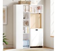 Bureau modulable d'angle blanc 104,5×30,5×160 cm, escamotable, bibliothèque, étagères ajustables et USB