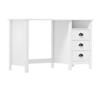 Bureau - MOTHINESSTO - Hill - 3 tiroirs - Bois massif - 120x50x74 cm - Blanc