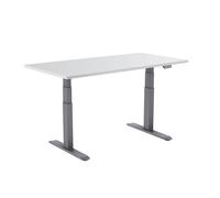 Bureau motorisé assis-debout 120x75cm, Plateau blanc/Pied gris