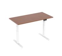 Bureau motorisé assis-debout 120x75cm Plateau noyer/Pied blanc