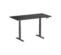 Bureau motorisé assis-debout 150x75cm, Plateau noir à bords arrondis/Pied noir