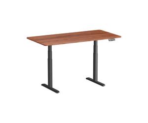 Bureau motorisé assis-debout 150x75cm, Plateau noyer à bords arrondis/Pied noir