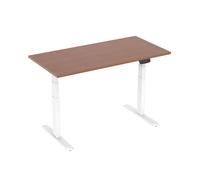 Bureau motorisé assis-debout 150x75cm Plateau noyer/Pied blanc