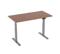 bureaux complets KIMEX 150-2415K3W Bureau motorisé assis-debout 150x75cm Plateau noyer/Pied gris, Connecté 1 G