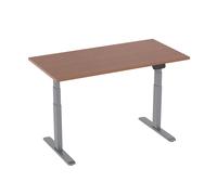 Bureau motorisé assis-debout 150x75cm Plateau noyer/Pied gris