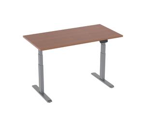 Bureau motorisé assis-debout 150x75cm Plateau noyer/Pied gris