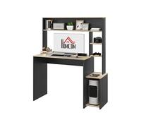HomCom – Bureau multi-rangement 5 étagères 114 x 45 x 138 cm, gris aspect chêne clair