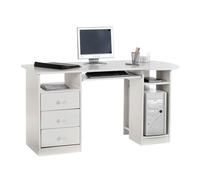 IDIMEX Bureau avec raangement BOB Bureau pour Ordinateur avec 3 tiroirs et 3 casiers, en pin Massif lasuré Blanc