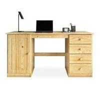 IDIMEX Bureau avec Rangement Manager Bureau avec 4 tiroirs et 1 Porte de Style Classique, en pin Massif Naturel