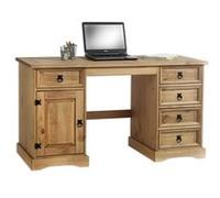 Bureau multi rangements TEQUILA style mexicain en pin massif à la finition cirée Brun G
