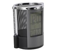 Bureau Multifonctionnel avec Horloge Numérique et Calendrier Perpétuel, Porte-Stylo LED Compact pour Les Espaces de Travail au Bureau et à la Maison, Rangement de Papeterie Peu Encombrant avec