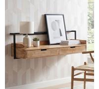 FineBuy Bureau Mural en Acacia Massif 120cm avec 2 tiroirs - Bureau Design Suspendu avec Rangement - Flottant Fait Main