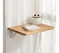 Bureau mural compact en bois pliable pour économiser de l'espace avec support d'étagère en métal pour cuisine, salle à manger ou buanderie (30 x 40 cm)
