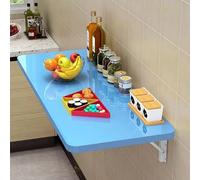 Bureau mural compact pliable - Bleu 60 x 30 cm - Étagère console peu encombrante avec 2 supports de support, parfait pour le rangement et l'utilisation d'une table de chevet, idéal pour les petits