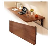 Bureau mural compact pour ordinateur portable - Table pliante en bois pour maison/bureau 120 x 30 cm - Design polyvalent et élégant - Marron