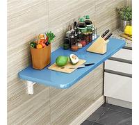 Bureau mural flottant avec feuille pour linge, peu encombrant, bureau d'ordinateur pliable en bleu, idéal pour les petits espaces, 90 x 30 cm