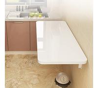 Bureau mural flottant pliable pour petits espaces, table pliante avec fonction de pliage du linge, bureau d'ordinateur pliable avec finition en bois pour économiser de l'espace 80 x 40 cm, blanc