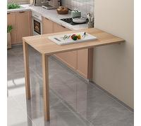Bureau mural flottant pliable - Station de travail informatique et table de salle à manger avec feuilles tombantes pour la maison, la cuisine et le bureau (format compact couleur bois)
