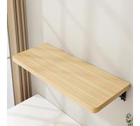 Bureau mural flottant pliable - Table pliante peu encombrante pour la maison, le bureau, la cuisine, l'établi - Bois brut (80 x 30 cm) - Solution polyvalente et élégante