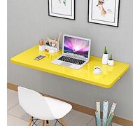 Bureau Mural Flottant pour Ordinateur Portable, Table à Manger Portable pour buanderie, Table de Cuisine Flottante Peu encombrante avec Support pour Un Rangement Facile, Jaune - 50 x 50 cm