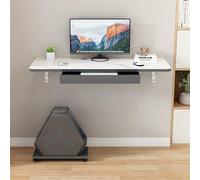 Bureau mural flottant pour petits espaces - Établi pliable pour ordinateur portable - Pour bureau, maison et cuisine - 70 cm - Blanc/gris