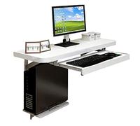 Bureau mural flottant - Station de travail avec support central et plateau pour clavier pour bureau à domicile
