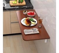 Bureau Mural Flottant, Table à Linge Pliante en Bois avec Feuilles Pliantes, Ordinateur Suspendu for Petits espaces(Walnut,80x30cm/32x12in)