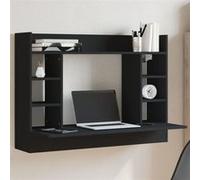 vidaXL Bureau mural 847969 105x48x75 cm noir en bois d'ingénierie avec rangement