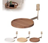 Bureau mural pliable avec bords arrondis et bras extensibles en métal pivotant design flottant extension de table de nuit pour coin fenêtre (marron)