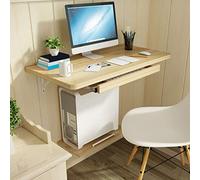 Bureau mural pliable avec tiroirs et étagères - Bureau d'ordinateur polyvalent en noyer noir, noyer clair, teck, blanc - Solution peu encombrante pour bureau à domicile