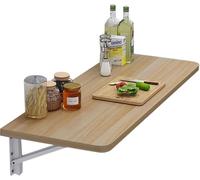 Bureau mural pliable en bois massif pour économiser de l'espace pour la maison, le bureau et la cuisine, établi de travail 100 x 40 cm, finition noyer clair, réglable et design élégant
