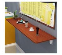 Bureau mural pliable en bois massif pour économiser de l'espace - Table flottante pour petits espaces - Bureau compact pliable avec étagère de rangement et fente de gestion des câbles - Marron - 80 x